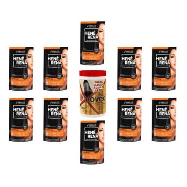 Imagem de Hene Em Gel Rena Preto Natural 10x180gr Pouch+Brilho Magico Agua Arroz