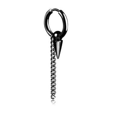 Imagem de 1 Brinco Argola em aço titânio preto black rock punk estilo cone corea