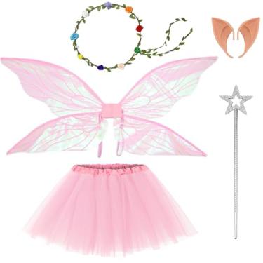 Imagem de Gionforsy Fairy Wings for Adults Tutu Angel Wings Costume Set Halloween Butterfly Fairy Costume for Women Spirit Week (Pink)