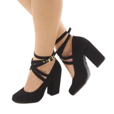 Imagem de Sapato feminino boneca salto bloco preto er100 - Emilia Ribeiro, Preto