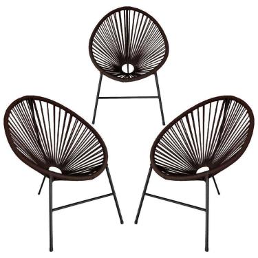 Imagem de Conjunto 3 Cadeiras Para Area Externa Acapulco Aço Carbono Marrom