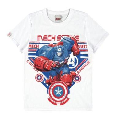 Imagem de Camiseta Infantil Manga Curta Vingadores Malwee Ref. 100456, Branco, 8