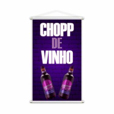 Imagem de Banner Chopp de Vinho Garrafas Bebidas Lona 80x50cm - PlimShop