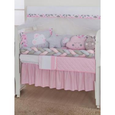 Imagem de Kit Berço Americano Nuvenzinha Trançado  - Beatriz Baby Enxovais, Rosa