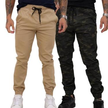 Imagem de Kit 02 Calças Jogger Sarja Masculina Com Punho Elástico - TBasics, P