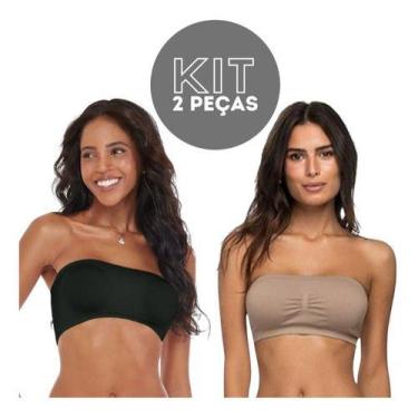 Imagem de Kit 2 Soutien Sem Alça Top Faixa Sem Costura C63 - Fanáticos Por Cinta