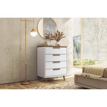Imagem de Cômoda 4 Gavetas Yokohama Branco Jatobá - Mais de Casa