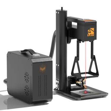 Imagem de M-T Gravador a laser de fibra rápida de 20 W, cortador a laser, precisão de 0,001 mm, portátil, eixo rotativo, 3 em 1, máquina de marcação a laser de grau industrial para vários metais, ligas, joias e