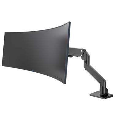 Imagem de Braço de monitor de mola a gás de alumínio resistente adequado para monitor plano/ultralargo/cruved de 86.4-124.5 cm e nova tela de 144.8 cm capacidade de peso de até 20 kg, black