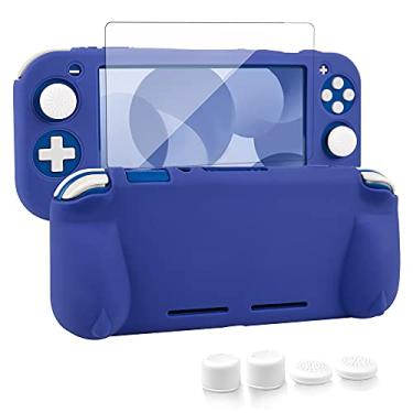 Imagem de Capa protetora para Nintendo Switch Lite, capa macia com alças ergonômicas confortáveis para Nintendo Switch Lite 2019 [autossuporte][4 tampas de polegar] (silicone-azul)