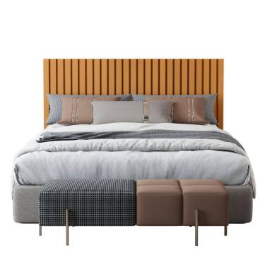 Imagem de Cabeceira Ripada Para Cama Box Casal Padrão Queen