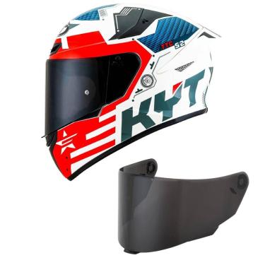 Imagem de Capacete KYT TT Course Fuselage Branco e Vermelho Mais Viseira Fumê