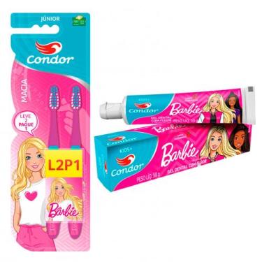 Imagem de Kit Escova Dente Infantil E Pasta Dente infantil 50g Barbie OU Hot Whe