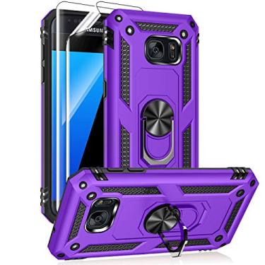Imagem de Capa para Samsung Galaxy S7 com protetores de tela HD, suporte de anel de metal de grau militar da Androgate com suporte de 4,5 m, capa à prova de choque testada contra quedas para Samsung Galaxy S7