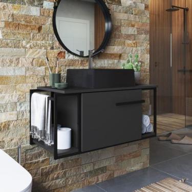 Imagem de Gabinete Suspenso para Banheiro 80cm P1019 com Cuba Ametista - Placa e