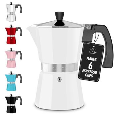 Imagem de Cafeteira Zulay Moka Pot - à prova de vazamento, aço inoxidável, fácil de limpar, alça e botão resistentes ao calor - para café expresso autêntico estilo cubano e italiano - Faz 6 xícaras de café