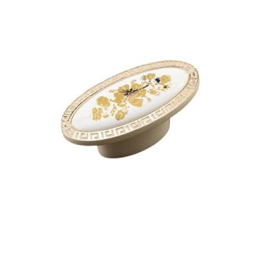 Imagem de Puxadores de porta de guarda-roupa vintage antigos, liga de zinco, cerâmica, puxadores de gaveta, estilo, puxadores de móveis, ferragens, flor dourada