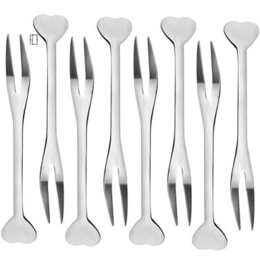 Imagem de Kit 10 Mini Garfinho Inox Talher Petisco Aperitivo Fondue Buffet Sobremesa