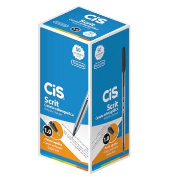 Imagem de Caneta Esferográfica Scrit 1 mm, Cis, Preta, Caixa C/ 50 Unidades