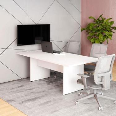 Imagem de Mesa Reunião Escritório 180cm x 90cm Branco Pé Painel F5 - F5 Office G