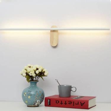 Imagem de Luminária de parede LED para banheiro, arandela de madeira, iluminação de quadro com moldura ajustável, luminárias de parede modernas, arandelas de parede lineares de 70 cm para quarto, cabe