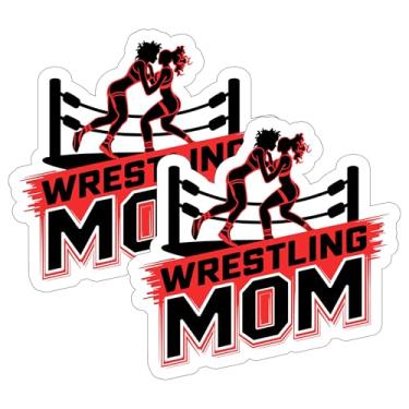 Imagem de Adesivo Wrestling Mom pacote com 2 10 cm - Decalque de vinil impermeável para laptop, garrafa de água, copo de carro - Adesivos duráveis e engraçados estéticos de longa duração para adultos ID45039
