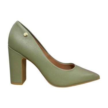 Imagem de Sapato Social Scarpin Feminino Salto Robusto Vizzano, Verde, 37