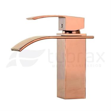 Imagem de Torneira Cascata Banheiro Misturador Quadrada Rose Gold Tubrax