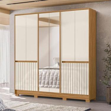 Imagem de Guarda Roupa Casal Ambiente Alasca 10 Portas Freijó Off White com Espe