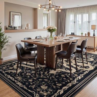 Imagem de LIVEBOX Tapete lavável de 12 x 18 cm - Tapete de cobra para sala de estar, tapetes macios antiderrapantes para quarto, tapete interno de pilha baixa para sala de jantar, escritório em casa (1,5 x 2,1