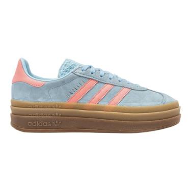 Imagem de adidas Gazelle Bold J Tênis infantil grande, Azul celeste, rosa, faísca, 6.5 Women/5.5 Men