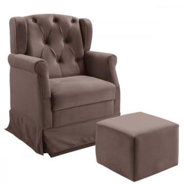 Imagem de Poltrona De Amamentação Balanço Puff Ternura Suede Café - Star Confort