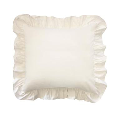 Imagem de Fresh Ideas Fronha de cama de popelina com babados, Euro, marfim