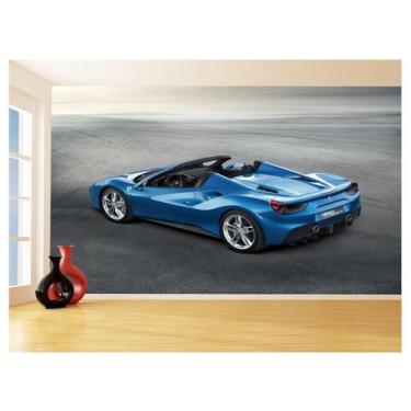 Imagem de Papel De Parede 3D Carro Ferrari Azul Pista 3,5M Car119 - Você Decora
