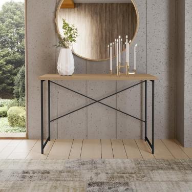 Imagem de Aparador Steel 90 Cm Estilo Industrial Com Pés Em Aço Preto/Fendi