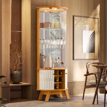 Imagem de Cristaleira Nina com Vidro Temperado Cinamomo/Off-White - Mobiliar Hom