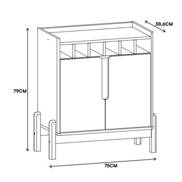 Imagem de Aparador Barzinho Lizz com Adega 2 Portas - Casa D Azul Cobalto/Cedro