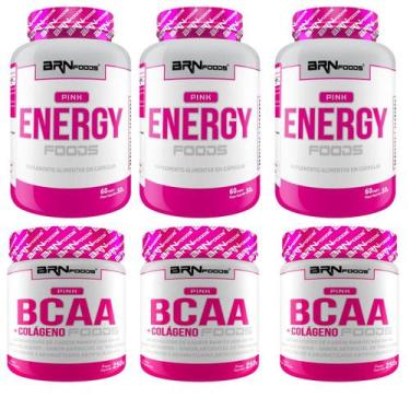 Imagem de KIT - 3x Pink BCAA com Colágeno 250g + 3x Pink Energy 60 caps - BRN Fo