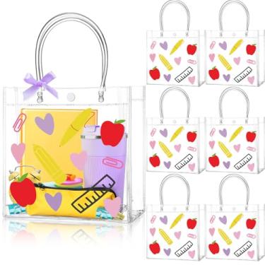 Imagem de Aliceset 24 sacolas de presente de volta às aulas com alça PVC transparente para doces e guloseimas para o primeiro dia de aula, suprimentos de lembrancinha de festa