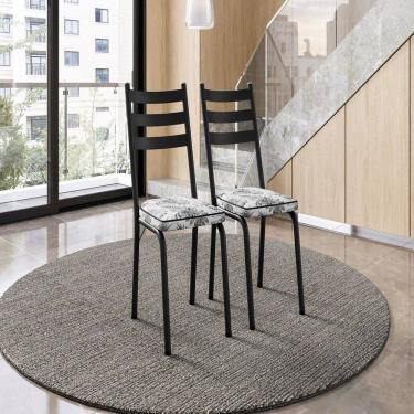 Imagem de Conjunto com 2 Cadeiras para Cozinha Europa Preto/ Cinza