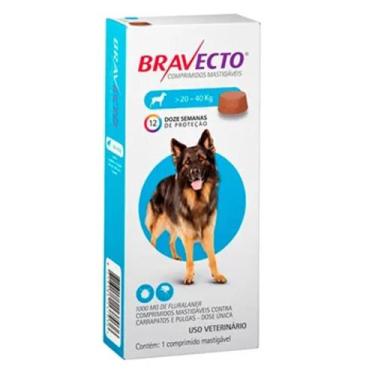 Imagem de Bravecto Para Cães 20 A 40kg 1000mg Antipulgas e Carrapatos - MSD SAUD