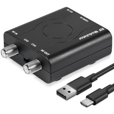 Imagem de Modulador HDMI para RF, modulador VHF RF conversor coaxial HDMI, adaptador modulador HDMI RF HDM61 para saída de formato TV NTSC, controle PLL 1080P para console de jogos de TV doméstica