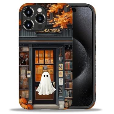 Imagem de CARLOCA Capa para iPhone 16 Pro Max [design aconchegante de livraria fantasma] - TPU macio de proteção dupla híbrida + PC rígido, capa à prova de choque e anti-arranhões capa protetora masculina e