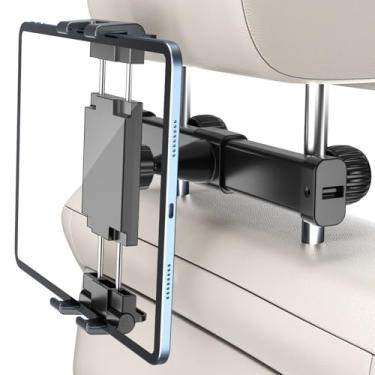 Imagem de PLDHPRO Suporte de tablet para encosto de cabeça de carro, iPad, suporte de telefone no banco traseiro, para crianças, viagem de viagem, assento traseiro, itens essenciais compatíveis com iPhone