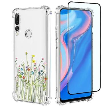 Imagem de GTBDEKI Capa de telefone para Huawei Y9 Prime 2019/Honor 9X/P Smart Z STK-LX1 capa com protetor de tela, capa transparente com padrões de jardim de flores capa protetora para celular para Huawei Y9