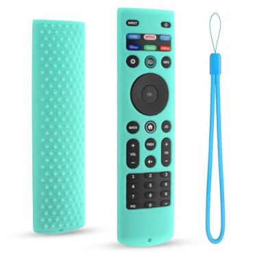 Imagem de DUOLAXMENG Capa de silicone para controle remoto Vizio XRT140, capa protetora para controle remoto Vizio Smart TV com cordão, antiderrapante (menta)
