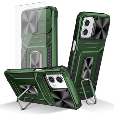 Imagem de Asuwish Capa de telefone para Motorola Moto G 5G 2023 com capa de câmera deslizante de vidro temperado protetor de tela suporte suporte robusto fino celular acessórios para celular G5G 5 G G5 mulheres