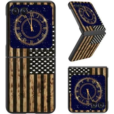 Imagem de RAUEDWDJS Capa para Motorola Razr 2025/2024, capa fina rígida de policarbonato capa flip de corpo inteiro robusta à prova de choque para Moto Razr 60/Razr 50, bandeira americana marrom