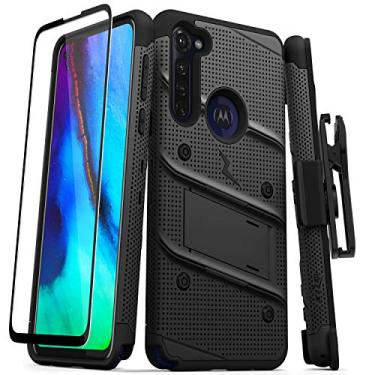 Imagem de ZIZO Bolt Series Capa para Moto G Stylus com protetor de tela e cordão para coldre, Black/Black