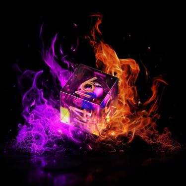 Imagem de GiGiGuGu DND Dice Set – Dragon Eye Liquid Core Sharp Edge Resin Dice Set 7pcs with Metal Gift Box for Role Playing Games (Twilight Amethyst – Purple & Flame Orange)